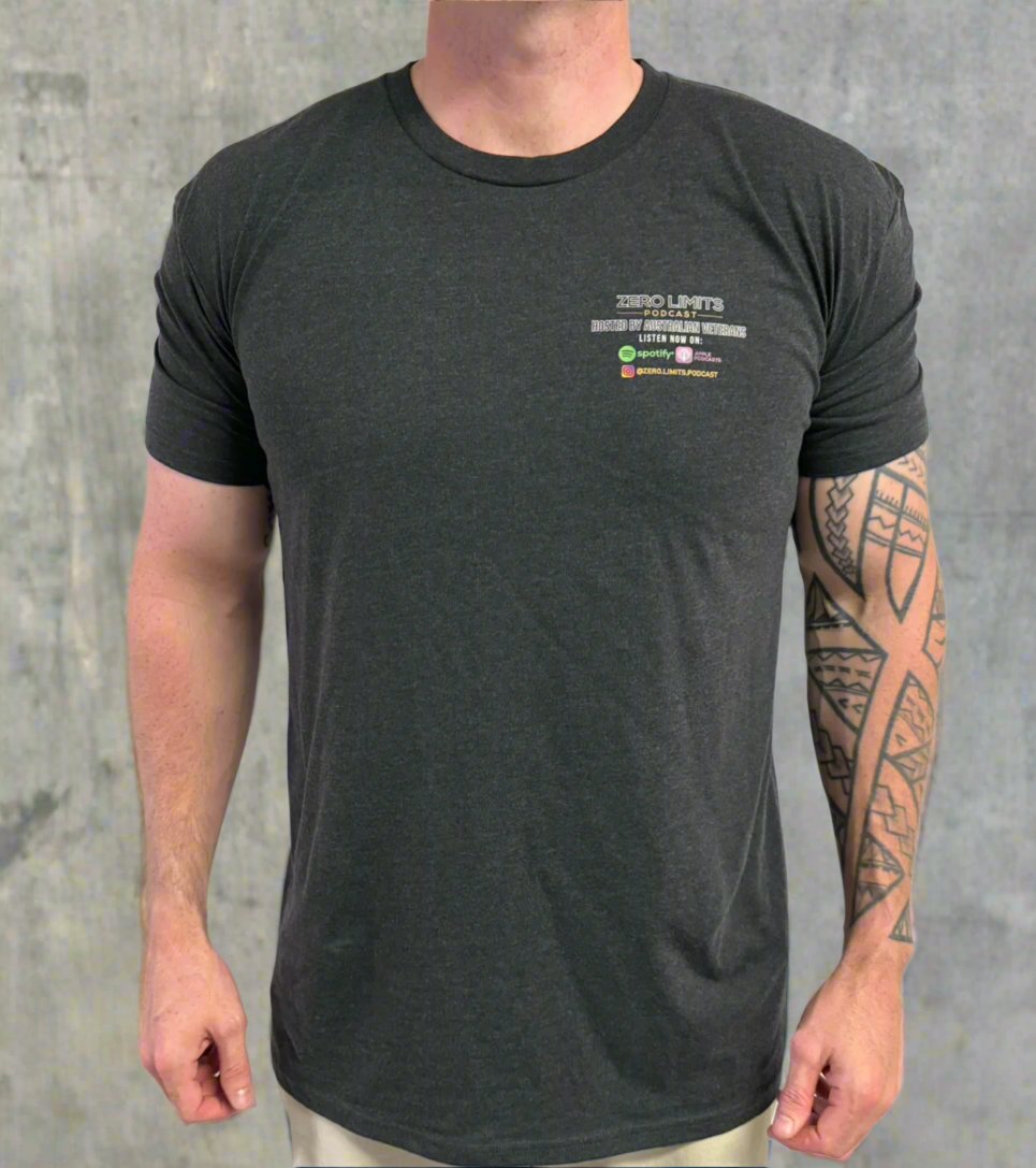 Zero Limits Podcast Supporters Tee Minimal Logo - Charcoal