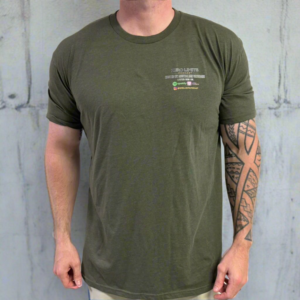 Zero Limits Podcast Supporters Tee Minimal Logo - Green