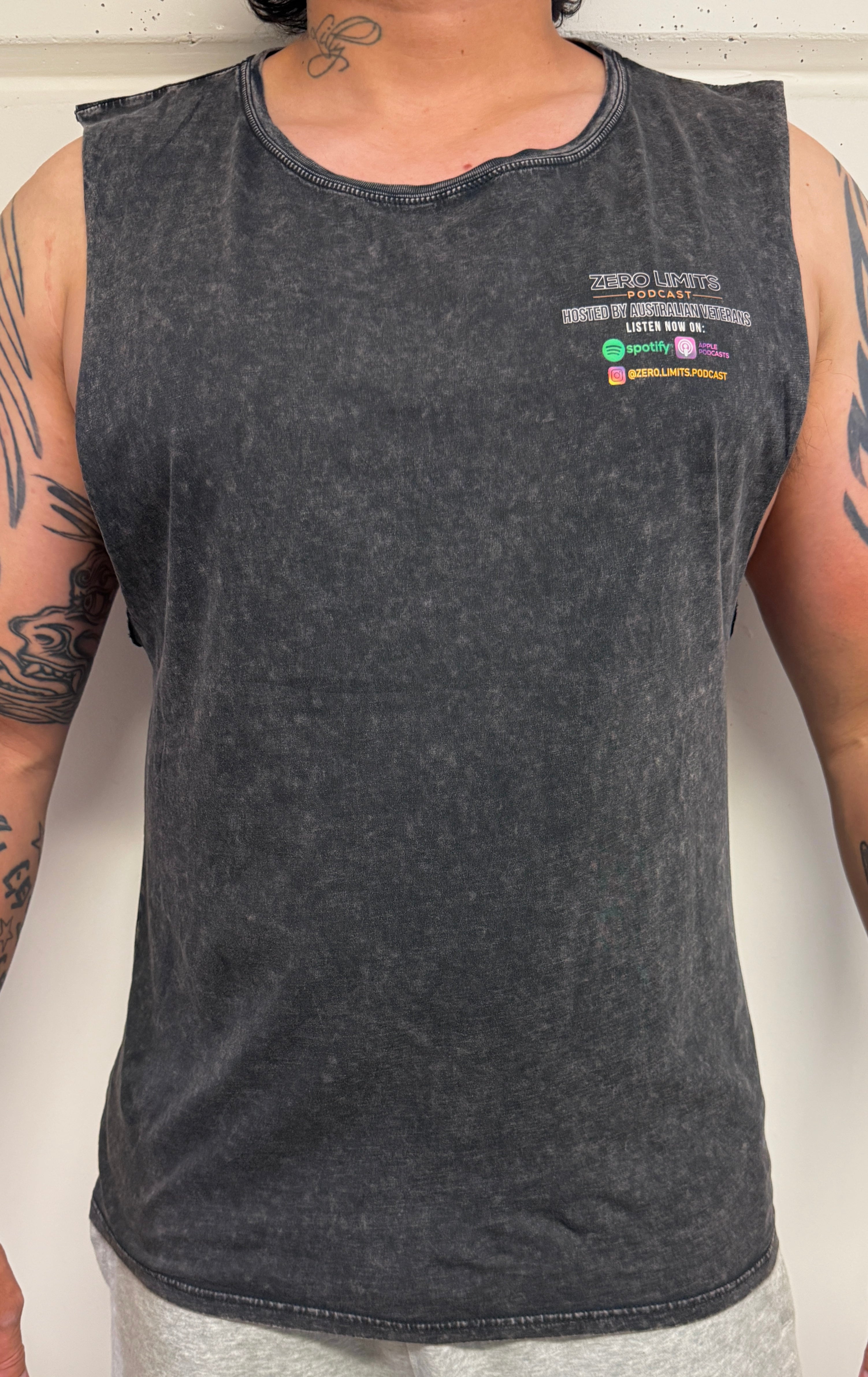Zero Limits Minimal Logo Tank Top Ash Stone Wash