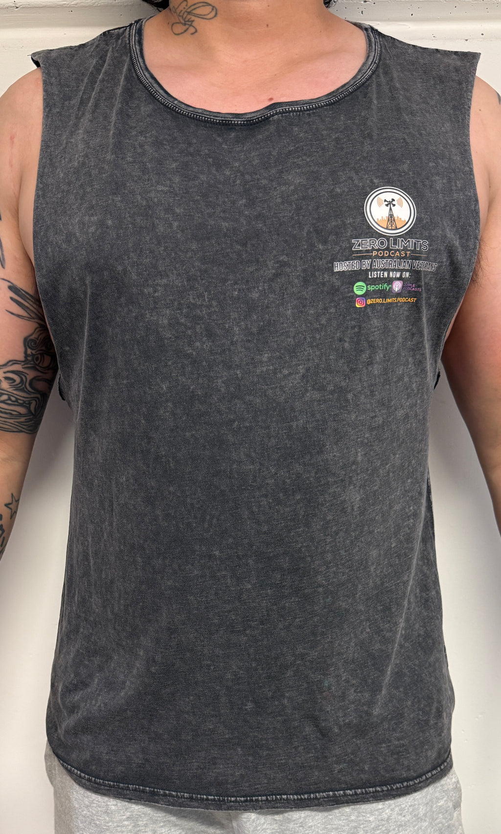 Zero Limits Logo front and back Tank Top Ash Stone Wash