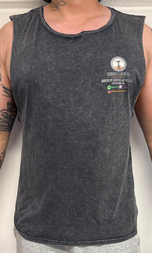 Zero Limits Logo front and back Tank Top Ash Stone Wash
