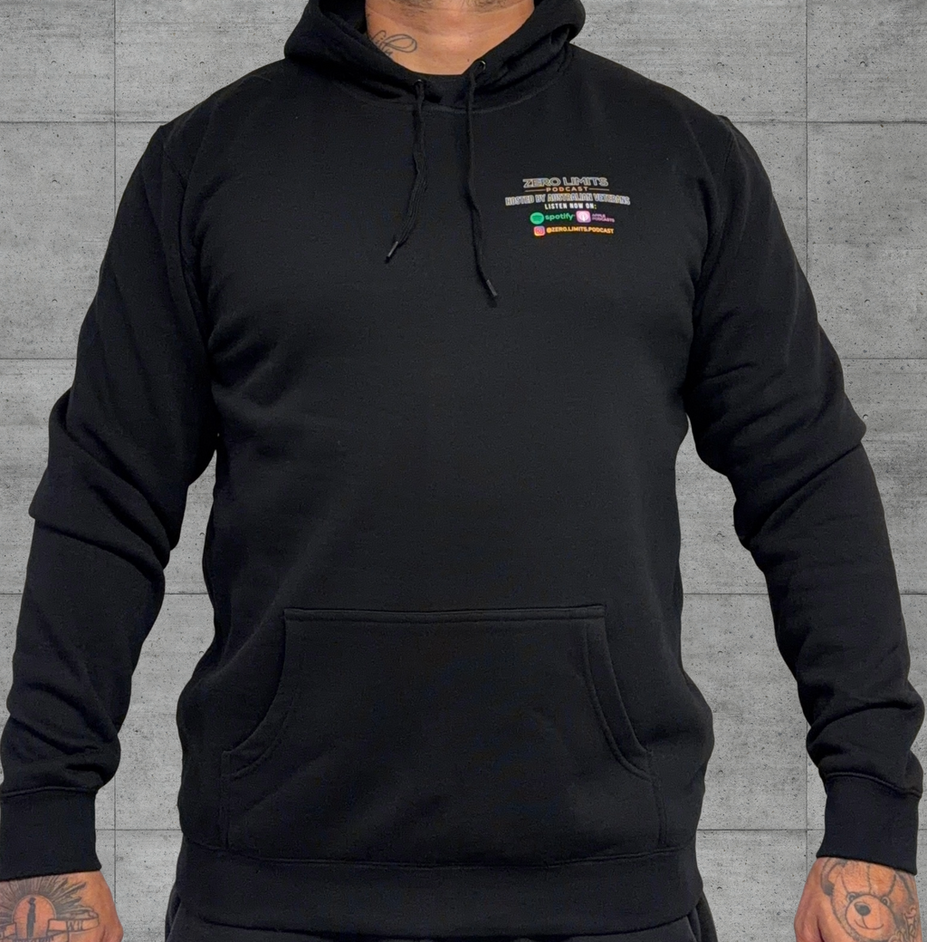 Zero Limits Podcast Supporter Minimal Logo Front and Lower Back