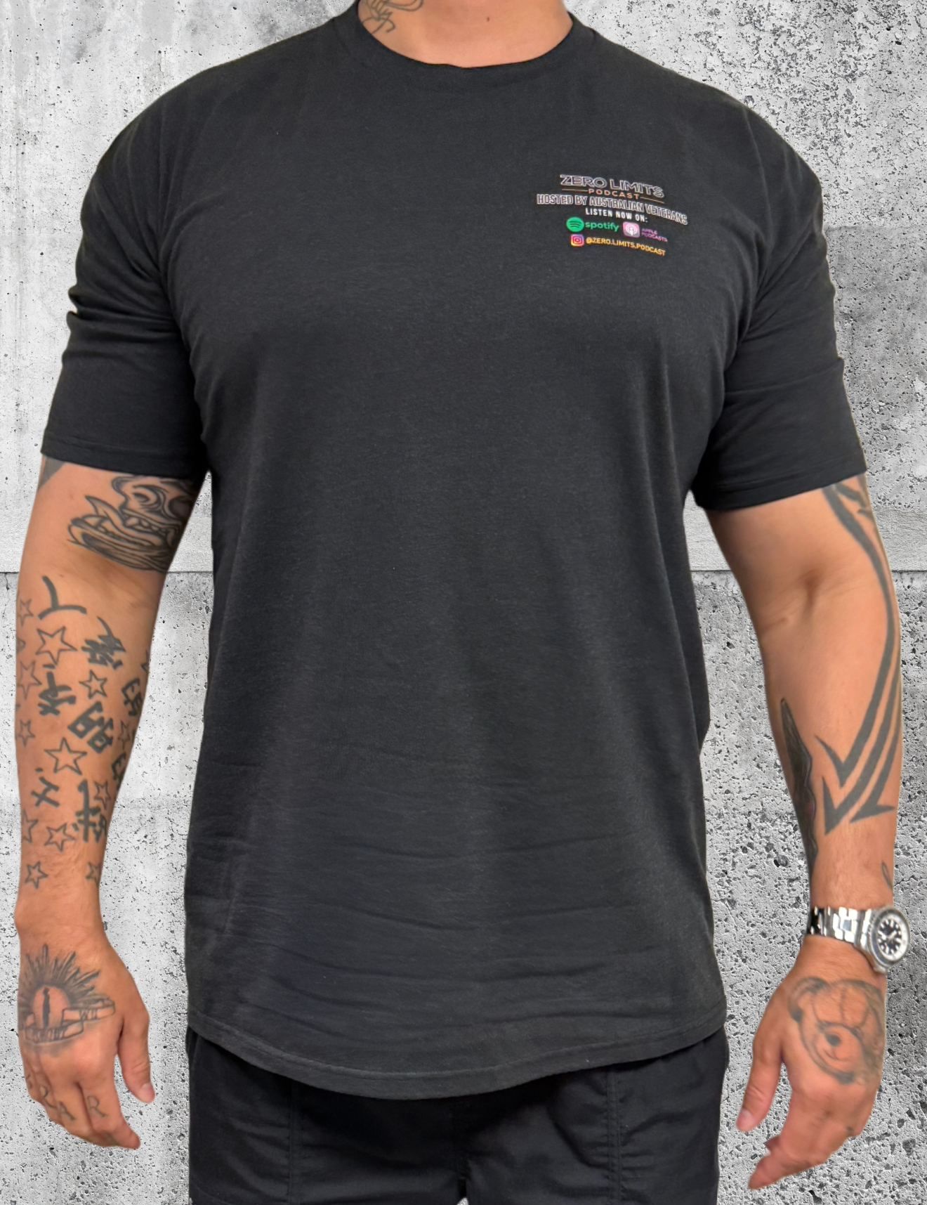 Zero Limits Podcast Supporters Tee Minimal Logo LOW - Black