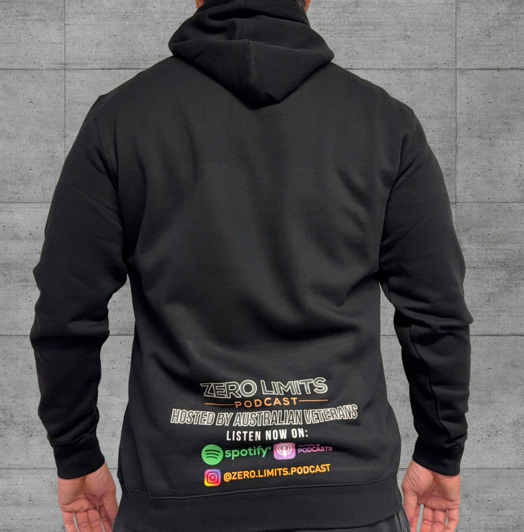 Zero Limits Podcast Supporter Minimal Logo Front and Lower Back
