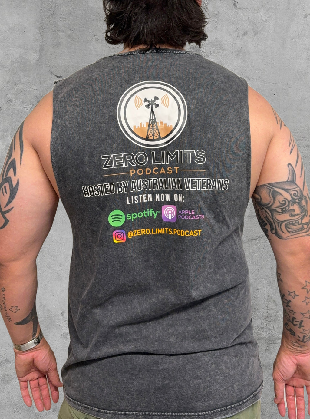 Zero Limits Logo front and back Tank Top Ash Stone Wash